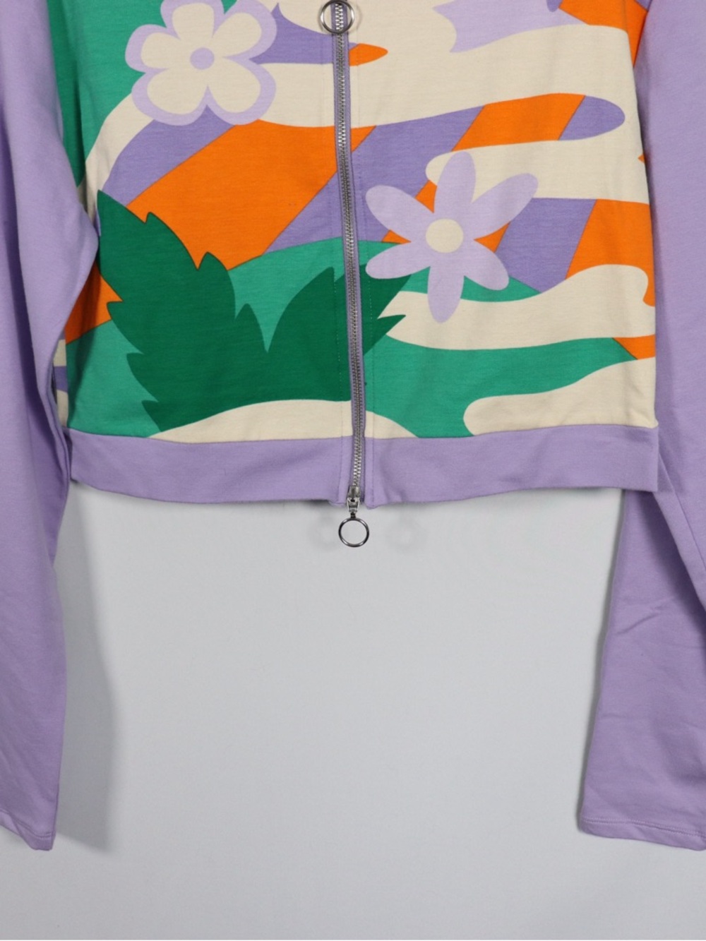 H&M Divided Cropped Zip Jacket Women’s Medium Floral Colorblock Y2K - Picture 4 of 7